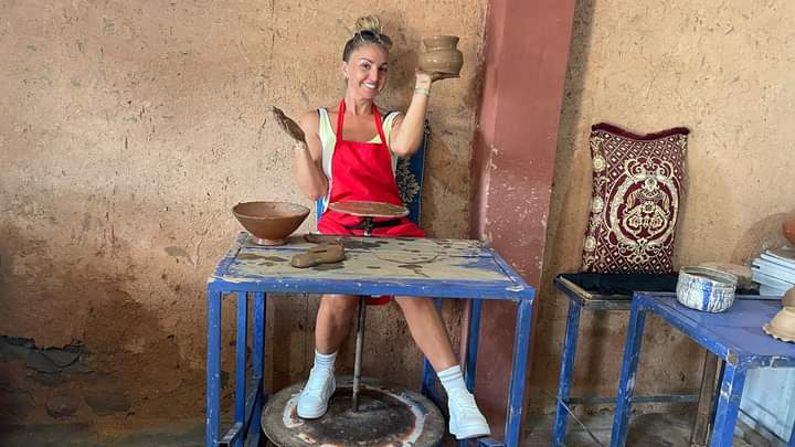 Hand-building a piece of pottery